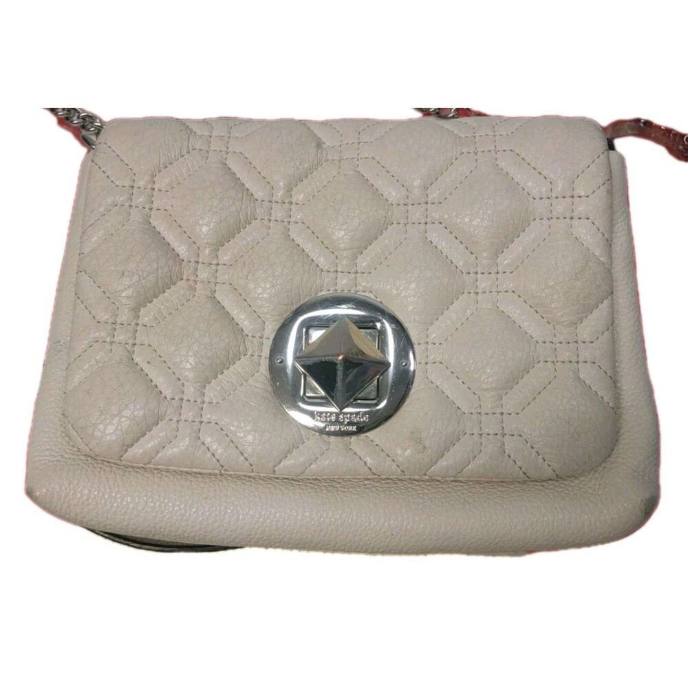 Kate Spade Small Natalia Flap Crossbody Clutch Quilted Leather Ivory